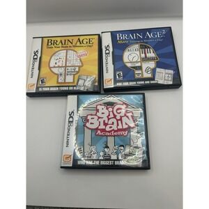 Lot Of 3 Nintendo DS Games: Big Brain Academy, Brain Age, & Brain Age 2